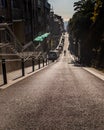 View from the top of the interminable Carrer de Verdi Verdi Street in GrÃÂ cia district, Barcelona, Spain